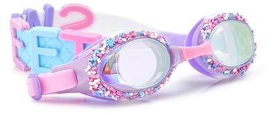 Bling2o LUNETTES DE NATATION: FUNFETTI - Non-Pareils Violet, mauve, silicone, sangle réglable, Protection UV à 100 %, anti-buée, en boîte de rangement transparente, 3+