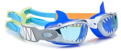 Bling2o LUNETTES DE NATATION: JAWSOME JR - Petite Bouchée, bleu, silicone, sangle réglable, Protection UV à 100 %, anti-buée, en boîte de rangement transparente, 3+