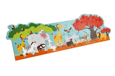 Scratch Puzzle 36pcs: PUZZLE DE SOL/SAFARI 100x33cm, en boîte diam.26xH12cm, 3+