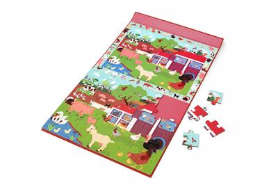 Scratch Puzzle Magnétique: DISCOVERY - FERME 48pcs 24,5x30,5cm (plié), 52,3x30,5cm (déplié), 2-en-1: puzzle et jeu de recherche, 3+