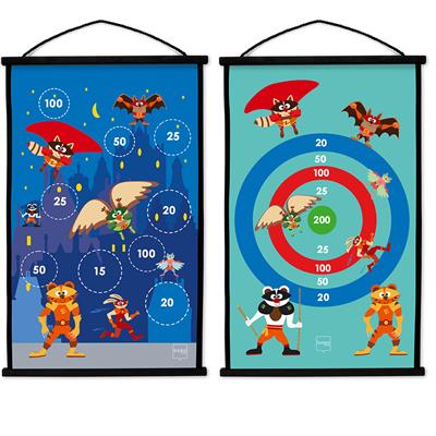 Scratch Active Play: START TO DART Super-Héros 38x60cm, imprimé en double face, avec 6 fléchettes à ventouse, en boîte, 5+