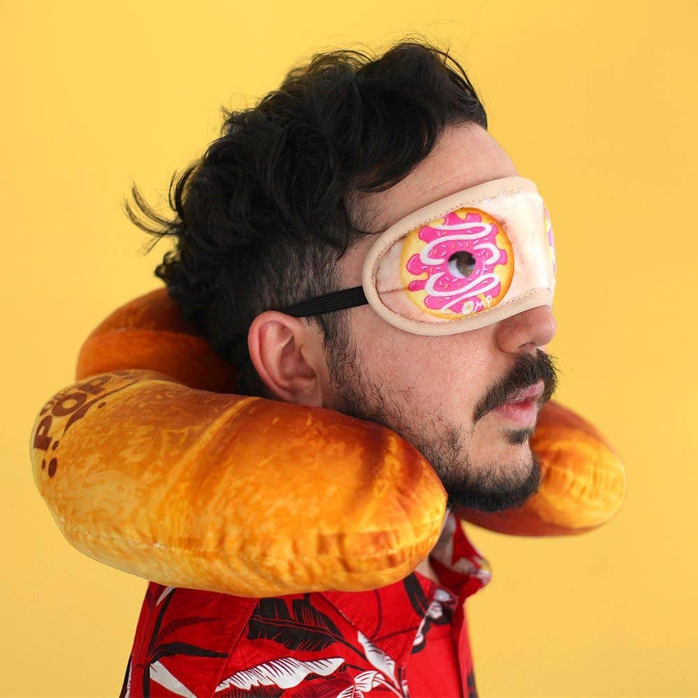 Coussin de Nuque et Masque de Sommeil Oh My Pop! « Croissant » – Orange