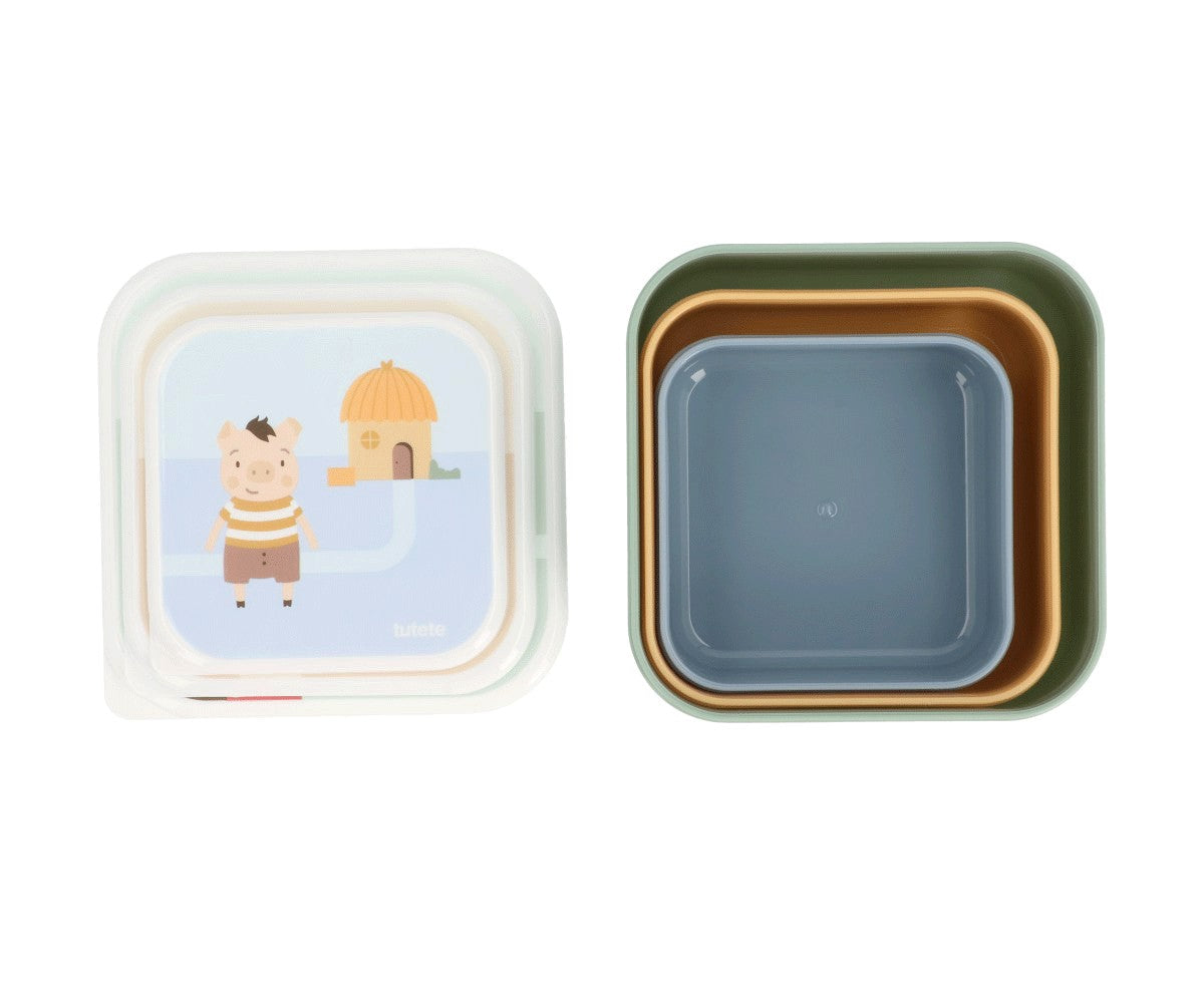 3 Boîtes à Déjeuner Les Trois Petits Cochons