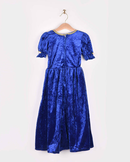 Blaues Prinzessinnen-Samtkleid Größe 110-116 (4-6 Jahre)