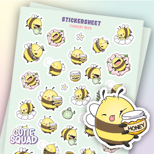 Blumenbienen-Stickerbögen