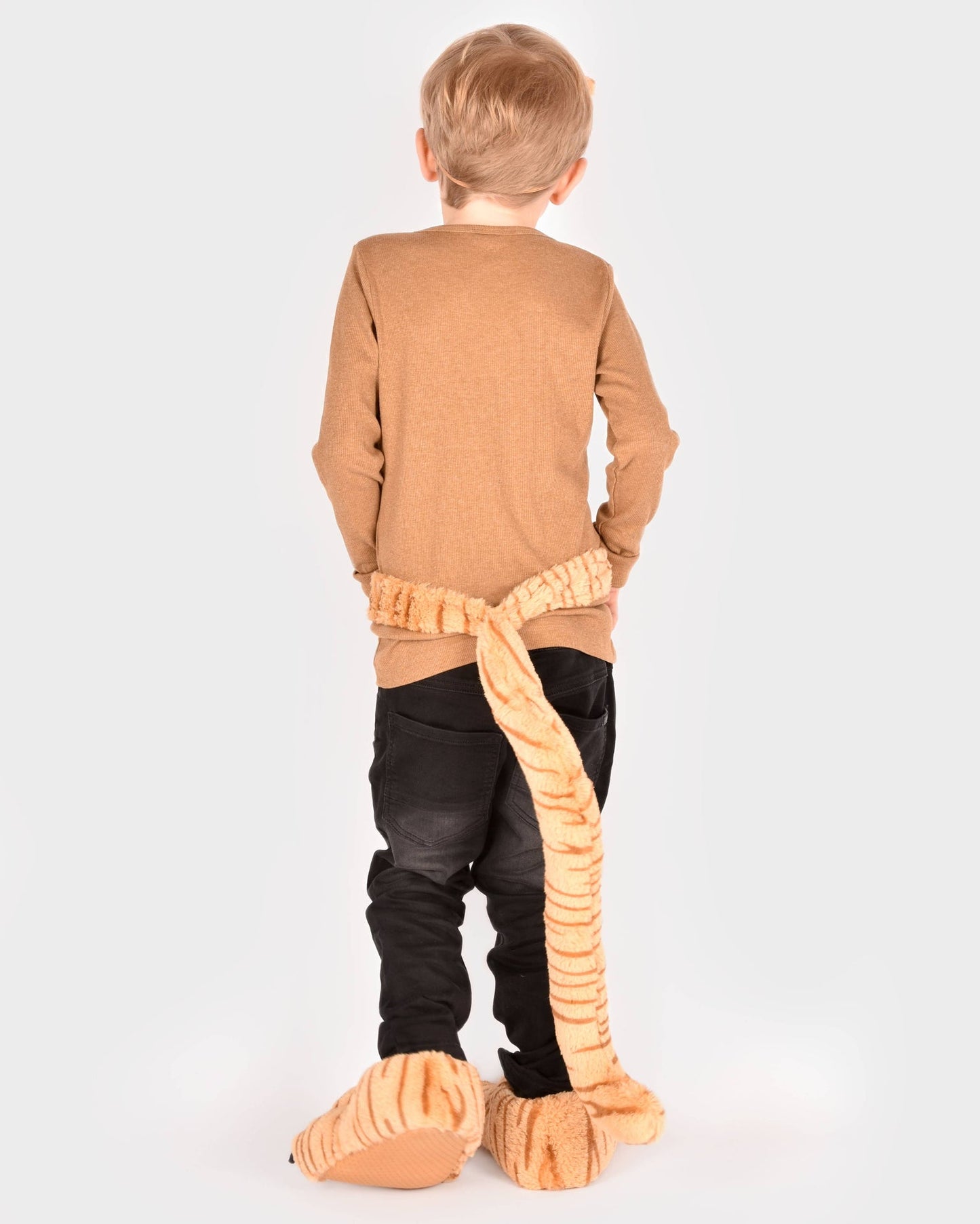 Tiger-Hausschuhe Größe EU 30-34 + Maske und Schwanz