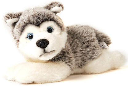 Plüschtier eines grauen Husky-Welpen