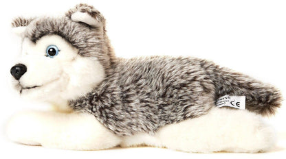 Plüschtier eines grauen Husky-Welpen