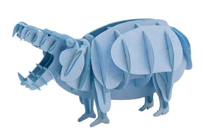 3D Paper Model: HIPPOPOTAME 11x6,5x4cm, en sachet 10,5x21x0,5cm