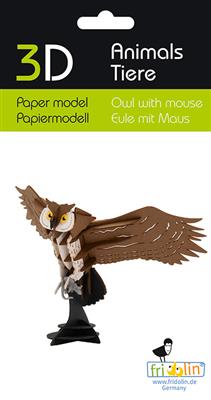 3D Papiermodell - Eule mit Maus