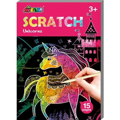 Avenir Scratch: ART BOOK MINI A6 / LICORNES 10x0.7x14cm, 15 pièces, 3+