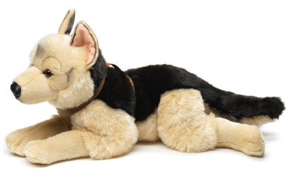 Peluche Berger allemand, couché (avec harnais)