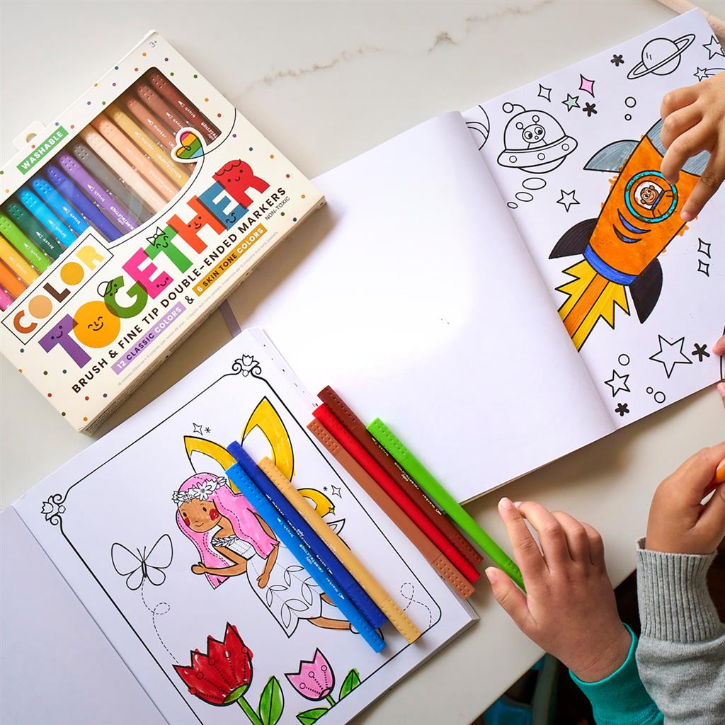 Set mit 18 mehrfarbigen Filzstiften