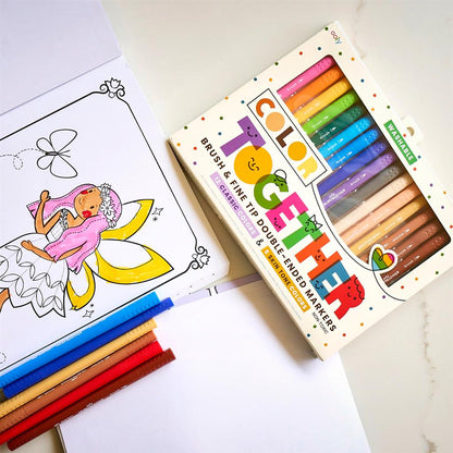 Set mit 18 mehrfarbigen Filzstiften