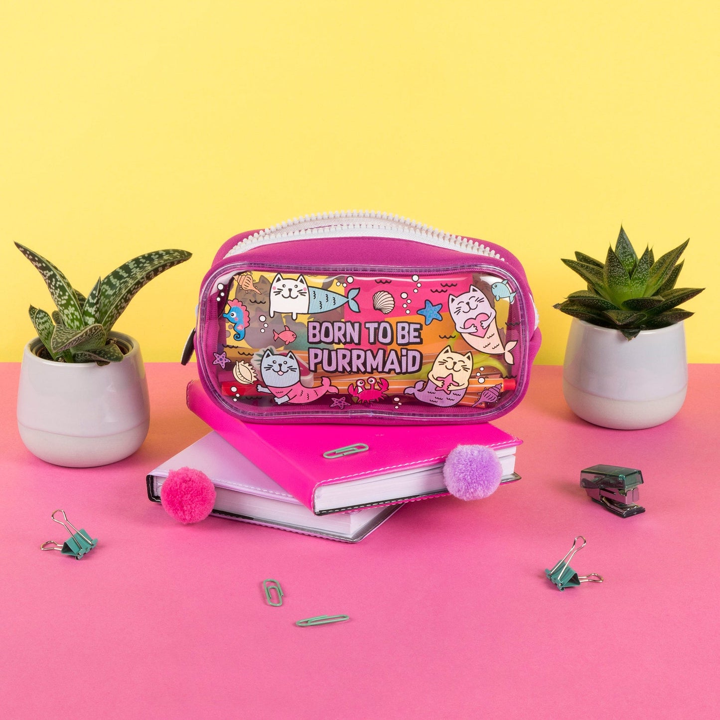 Trousse scolaire en PVC – chat sirène
