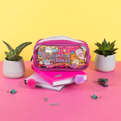 Trousse scolaire en PVC – chat sirène