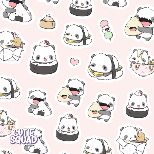 Panda-Sushi-Aufkleberbögen