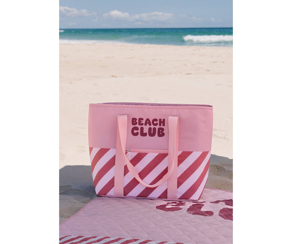Bloom & Blush Striped Insulated Tote Bag