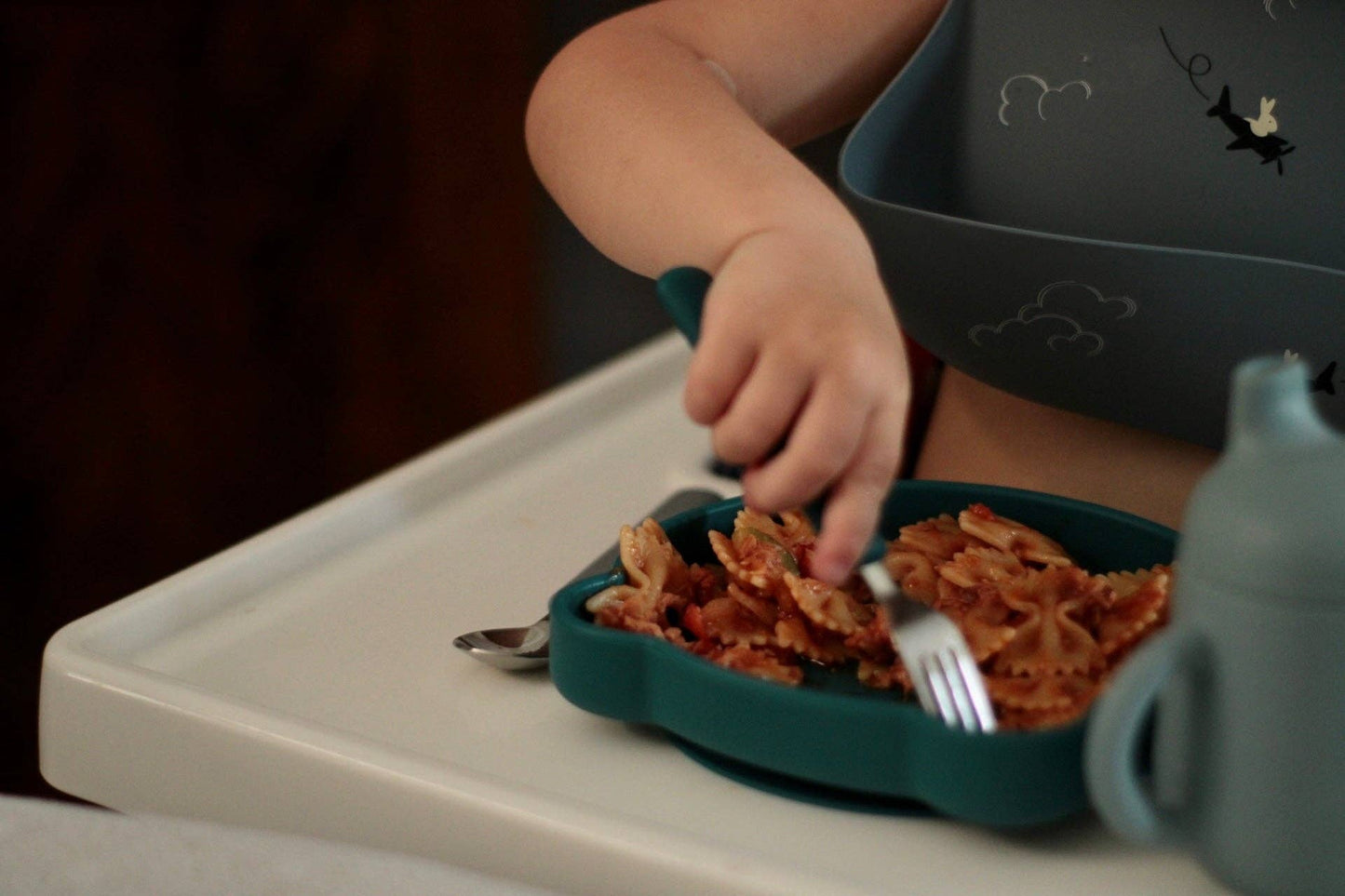 Cutlery set (fork/spoon/knife) - grey and blue