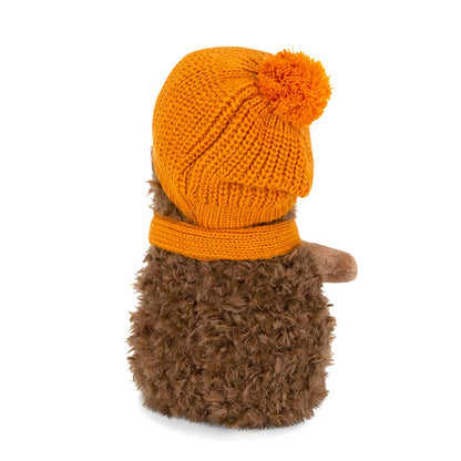 Peluche le hérisson Fluffy avec béret rayé moutarde 20cm