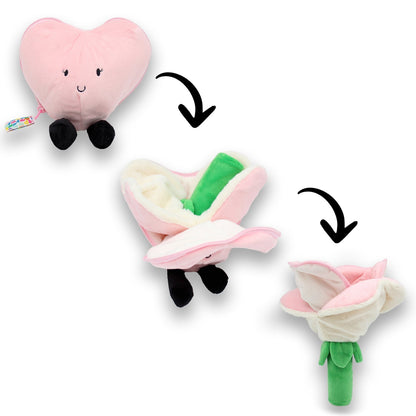 Peluche réversible Cœur/Fleur blanc-rose – Flipetz