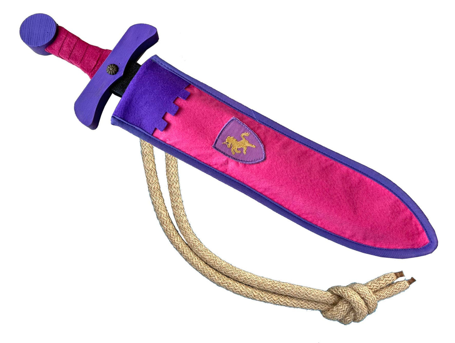 Softik rosa Schaumstoffschwert mit Einhorn-Scheide