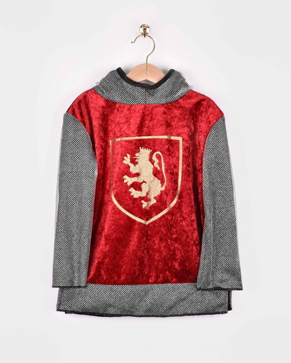 Tunique Chevalier rouge avec capuche 98-104 cm 2-4 ans