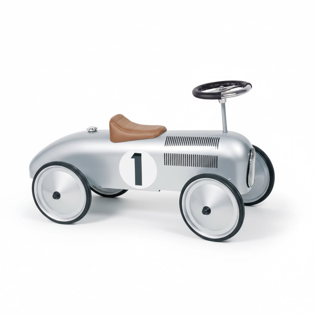 Trotteur: NUMERO 1 ARGENT 73,5x35x40cm, en métal et plastique, 1+.