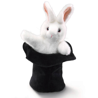 Marionnette à main Grand lapin au chapeau 2269 Folkmanis réaliste