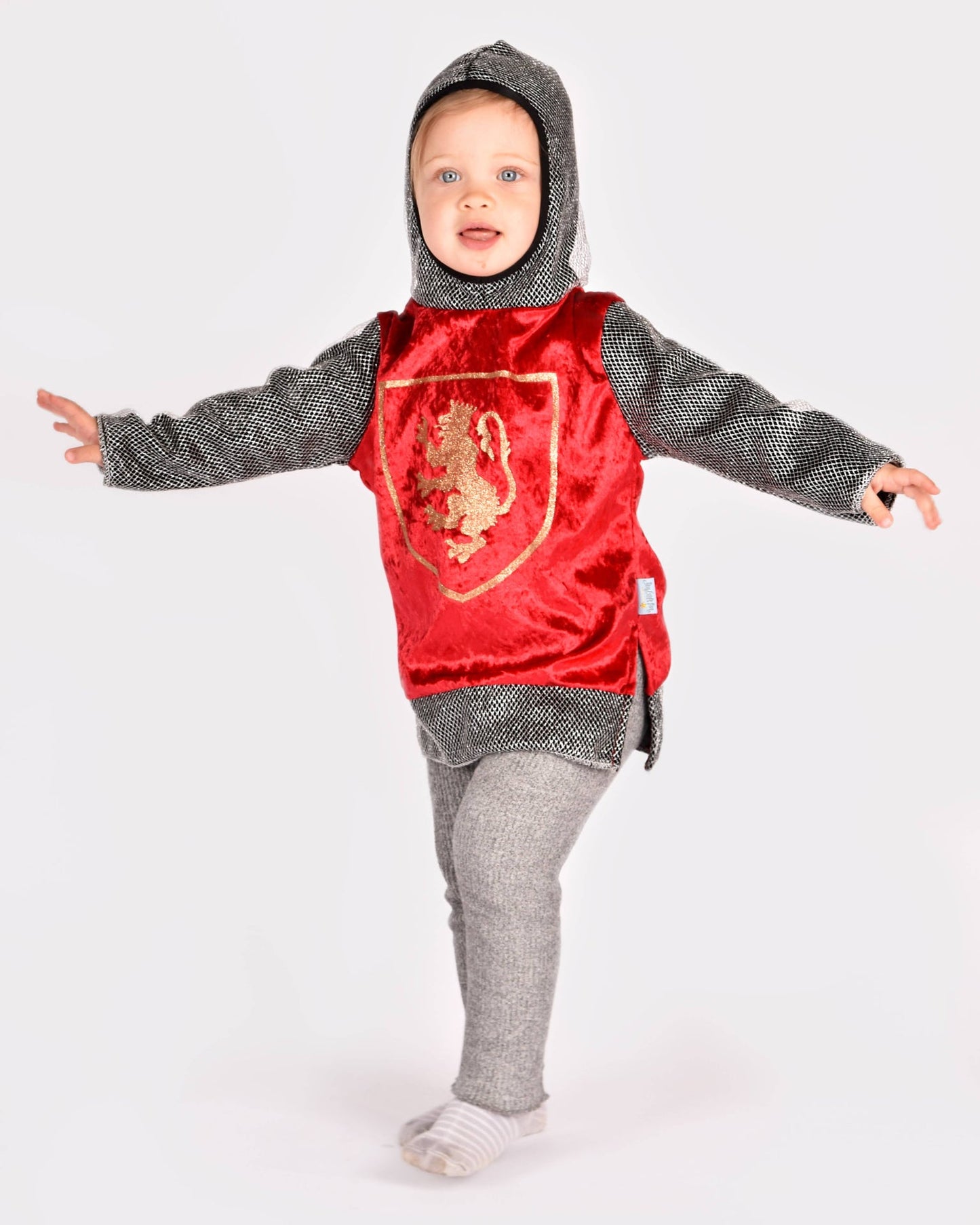 Tunique Chevalier rouge avec capuche 98-104 cm 2-4 ans
