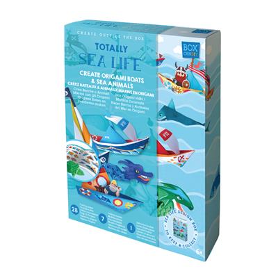 Box Candiy: Totally Sea Life - ORIGAMI / LA VIE MARINE, avec 28 papiers pliants, 8 modèles pliants et 1 livret d'instructions, en boîte cadeau 4x17x23cm, 6+