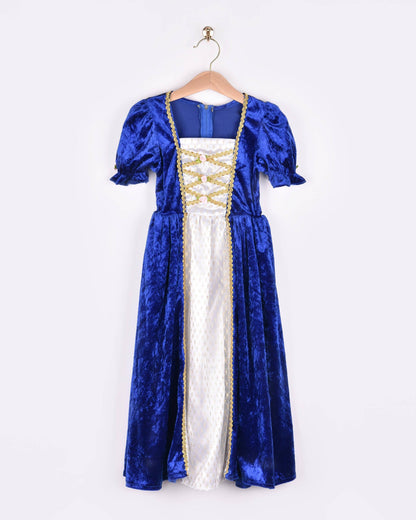Princess dress in blue velvet size 122-128 cm for children aged 6 to 8