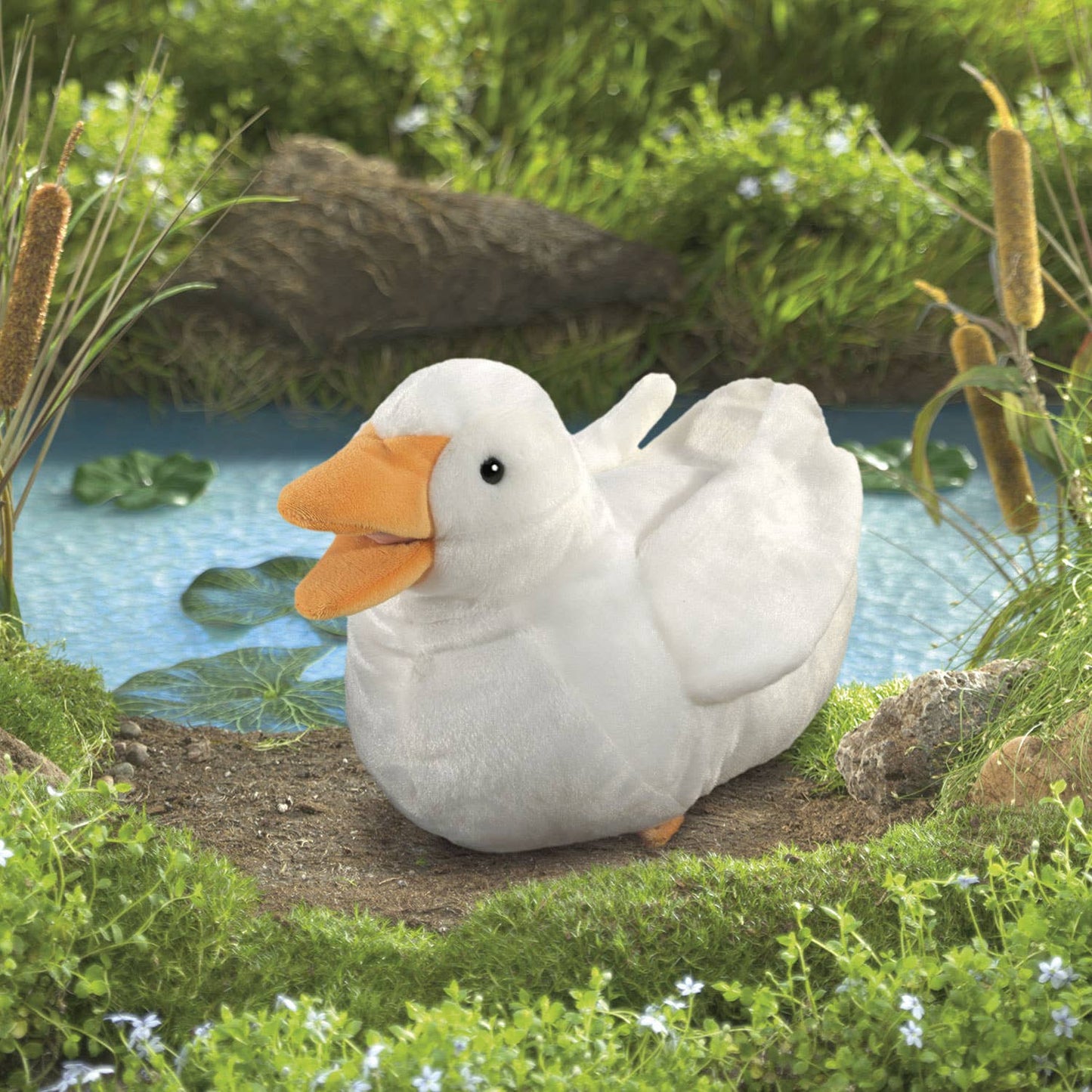 Handpuppe mit weißer Ente