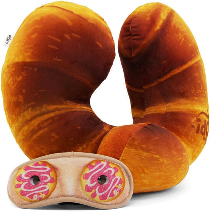 Coussin de Nuque et Masque de Sommeil Oh My Pop! « Croissant » – Orange