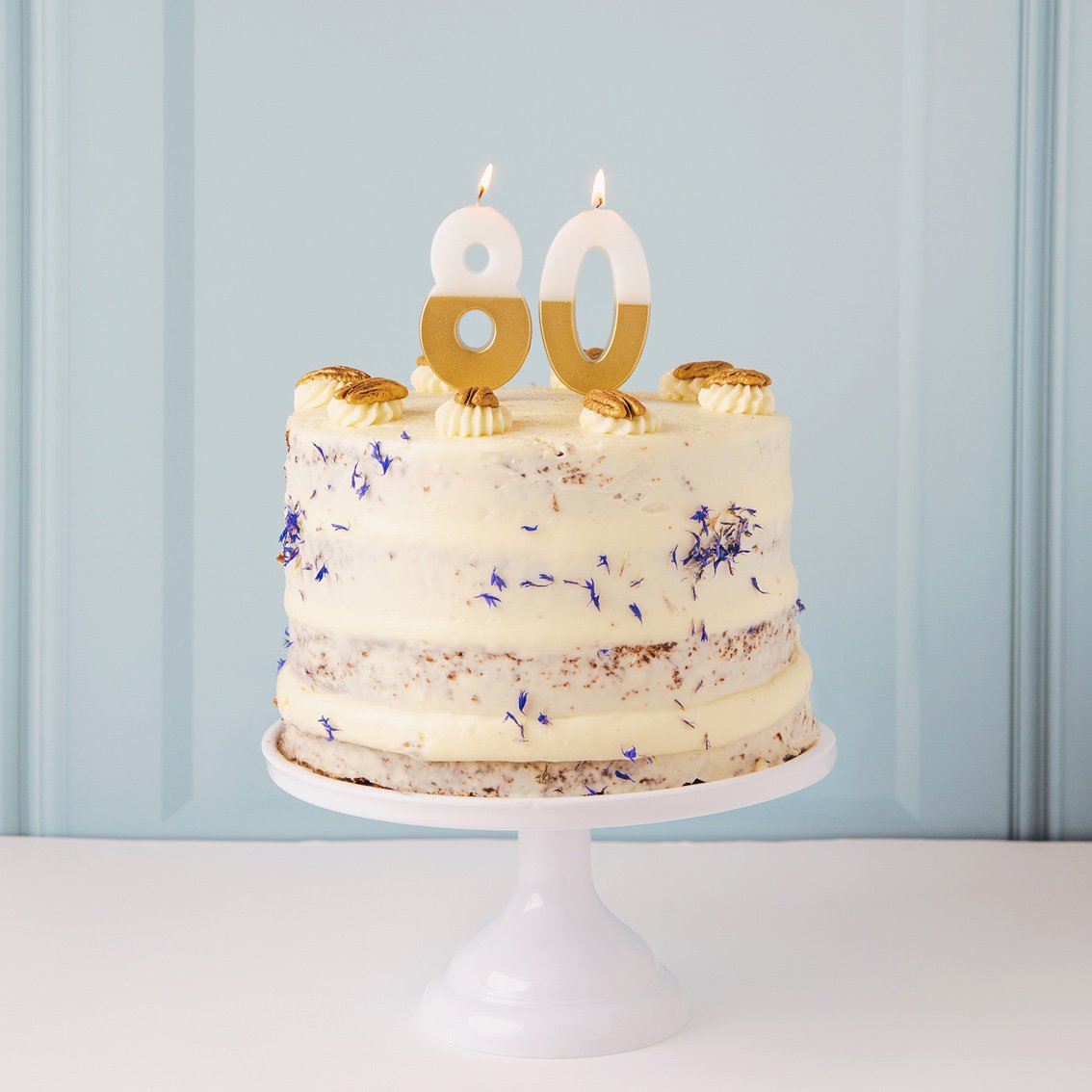 White & Gold Birthday Number Candle - 8