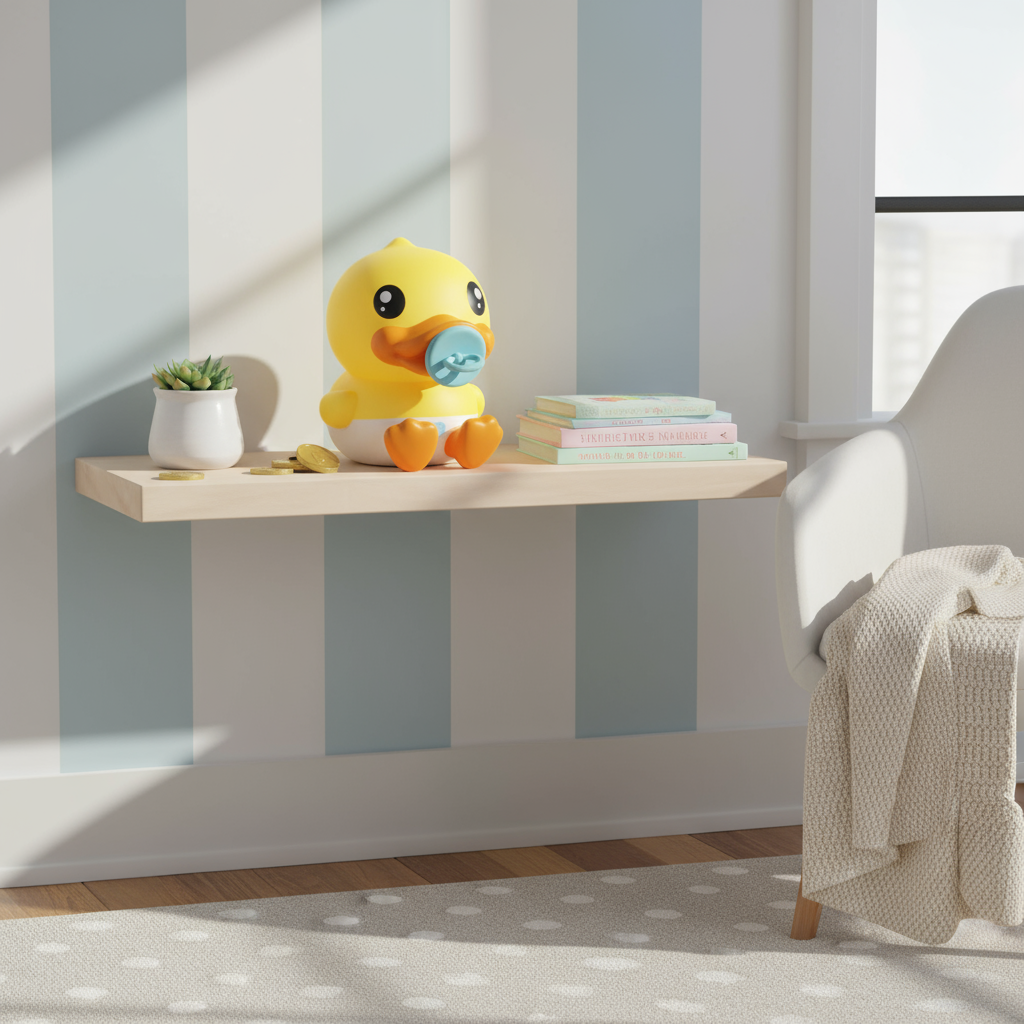 Gelbe Spardose mit Babyente