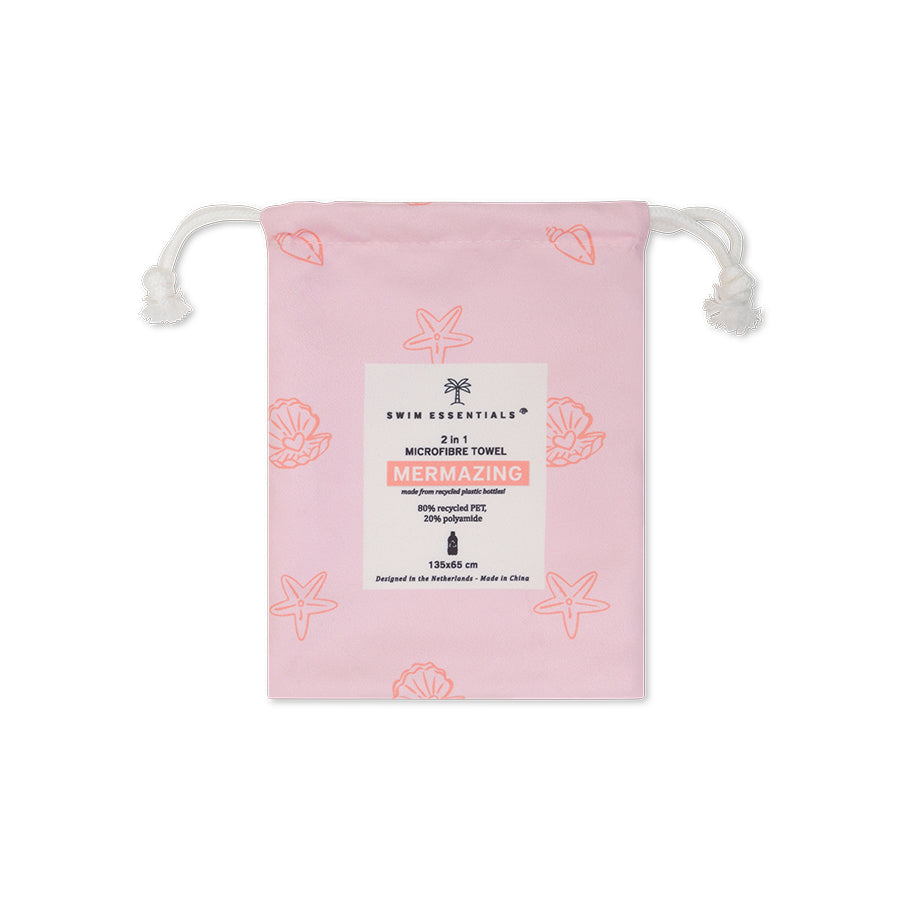 Beach Towel Microfiber - Pink - Shell Tastic - 135 x 65 cm