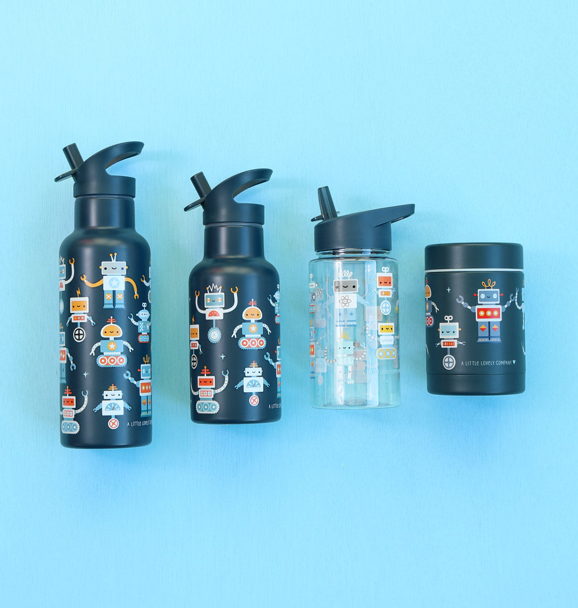 Gourde enfant - Robots – vue 3 – A Little Lovely Company