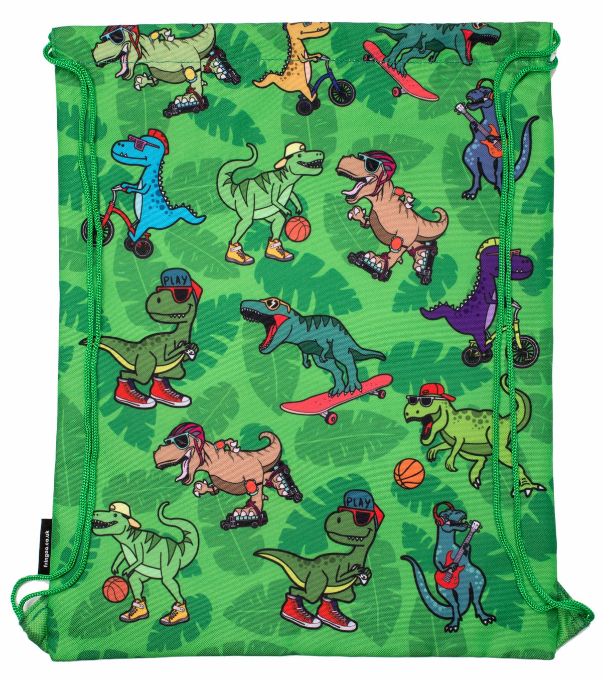 Drawstring bag - blue dinosaur