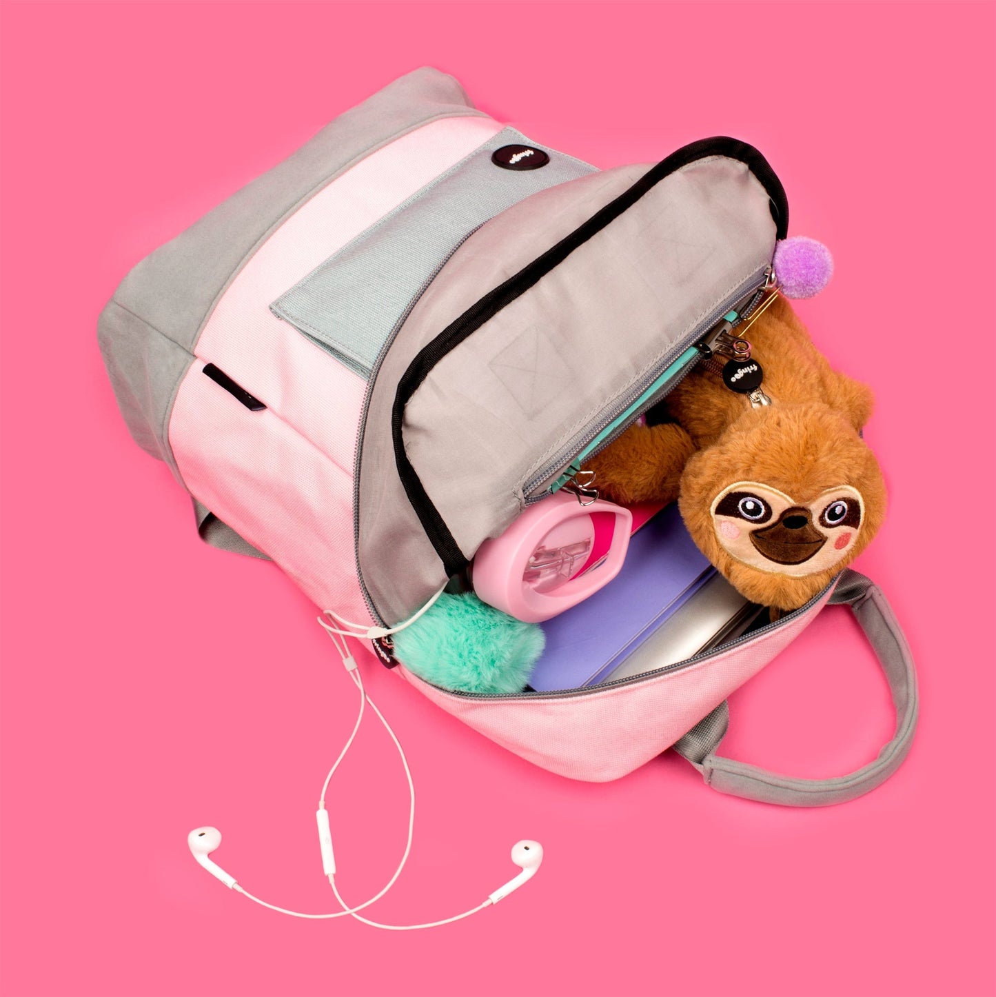 Sac à dos ado rose / gris