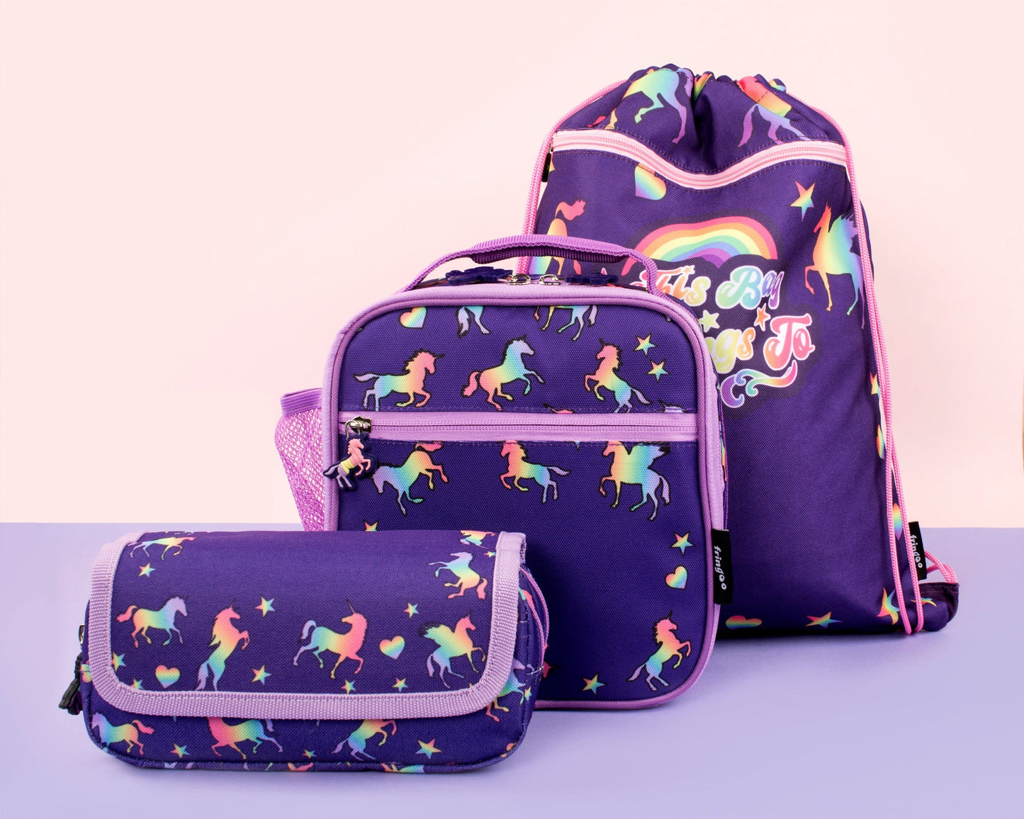 Sac à cordon – violet licornes