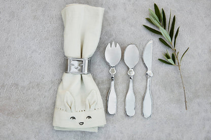 Lot de 2 Serviettes de Table Lily White / Warm Sand
