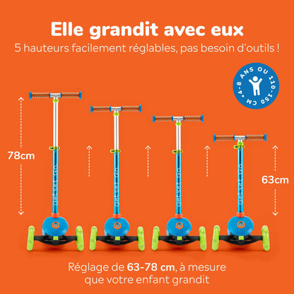 Trunki Klappbarer 3-Rad-Roller – Klein 2–5 Jahre (Blau)