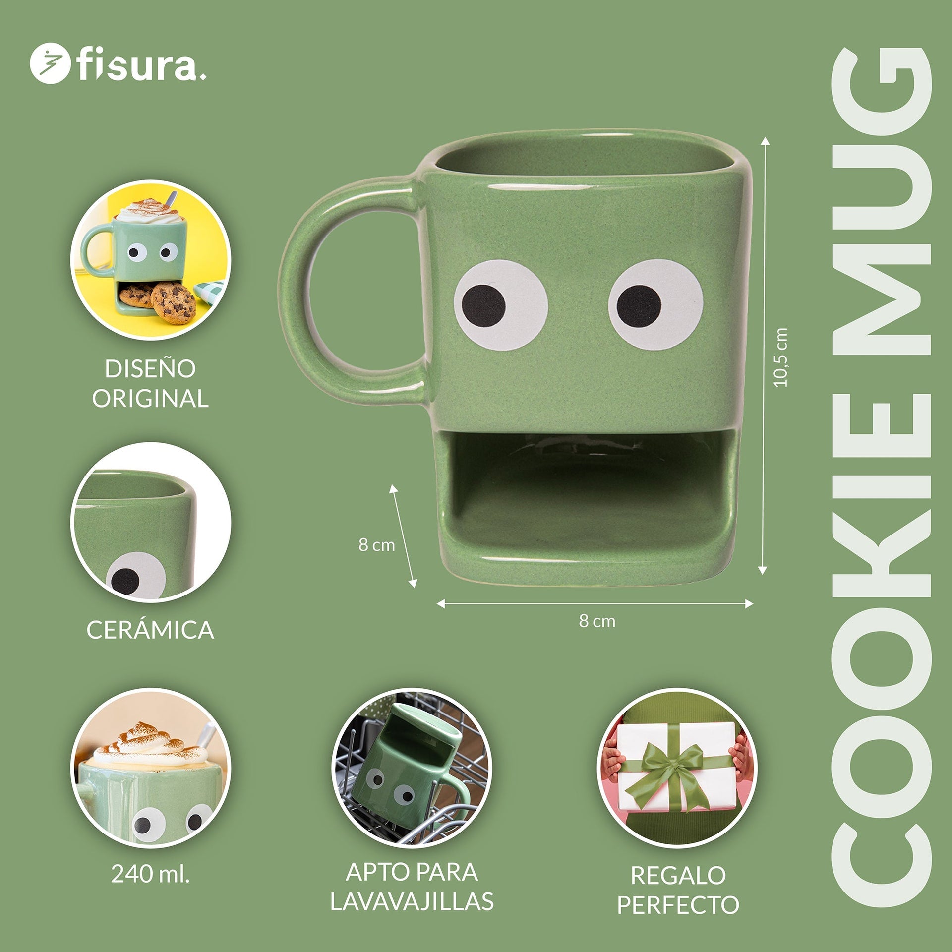Tasse pour Biscuits Verte – Fisura – vue 4