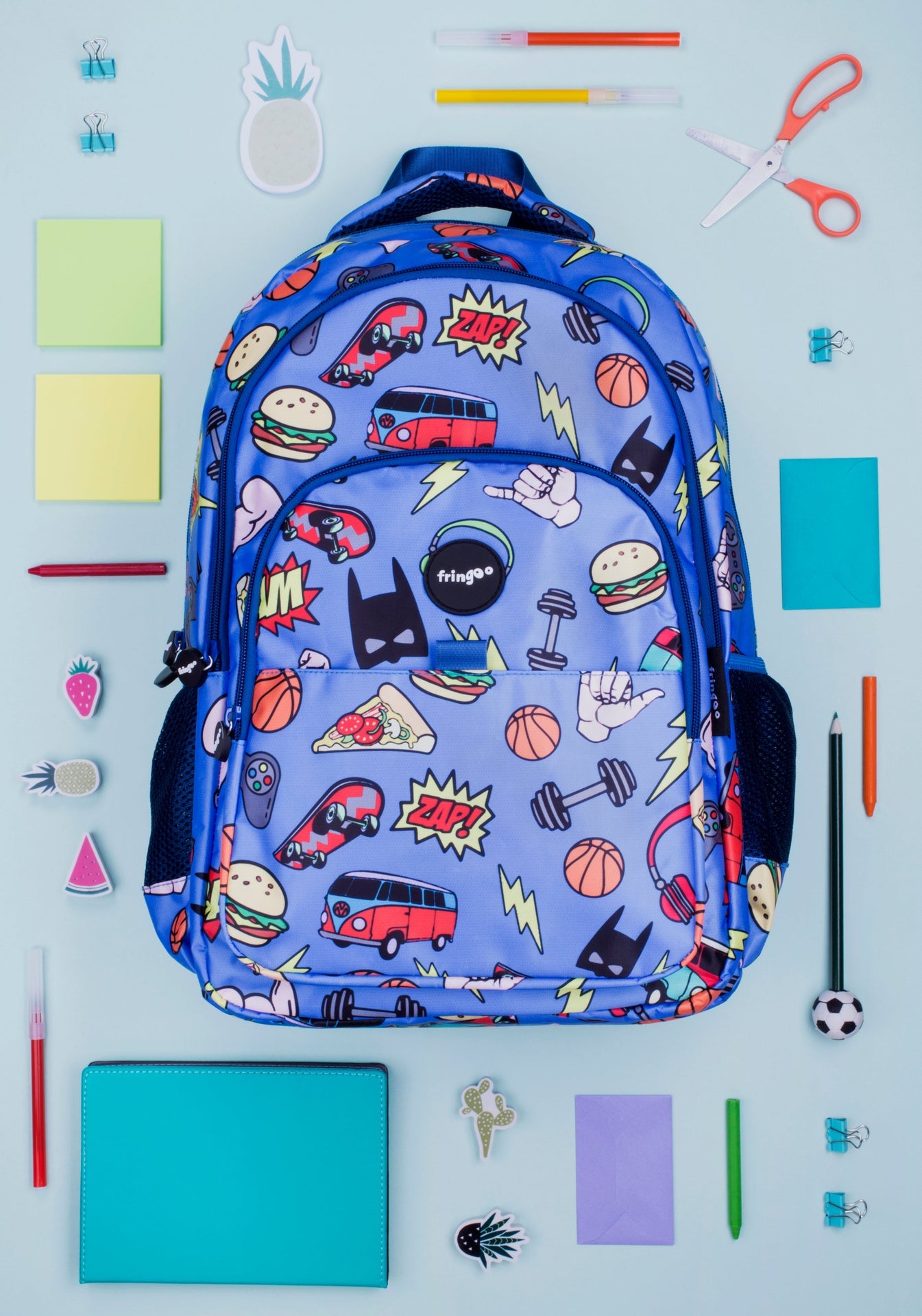 Sac à dos scolaire enfant multicompartiment – Doodles garçon