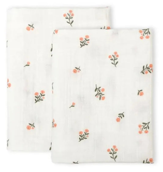 Pack de 2 Langes Coton Bio Petites Fleurs A Little Lovely Company - OFCK.fr