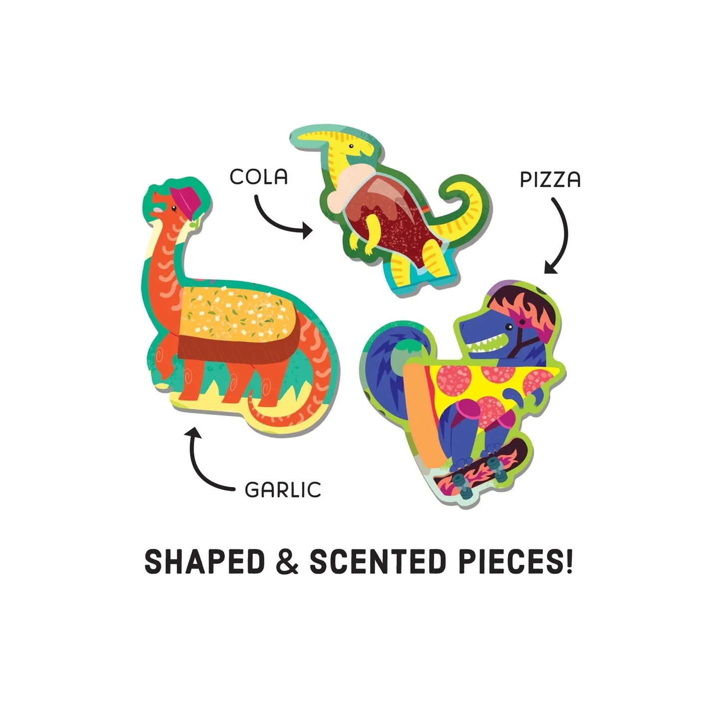 pizzasaurus 60 piece scratch sniff puzzle mudpuppy