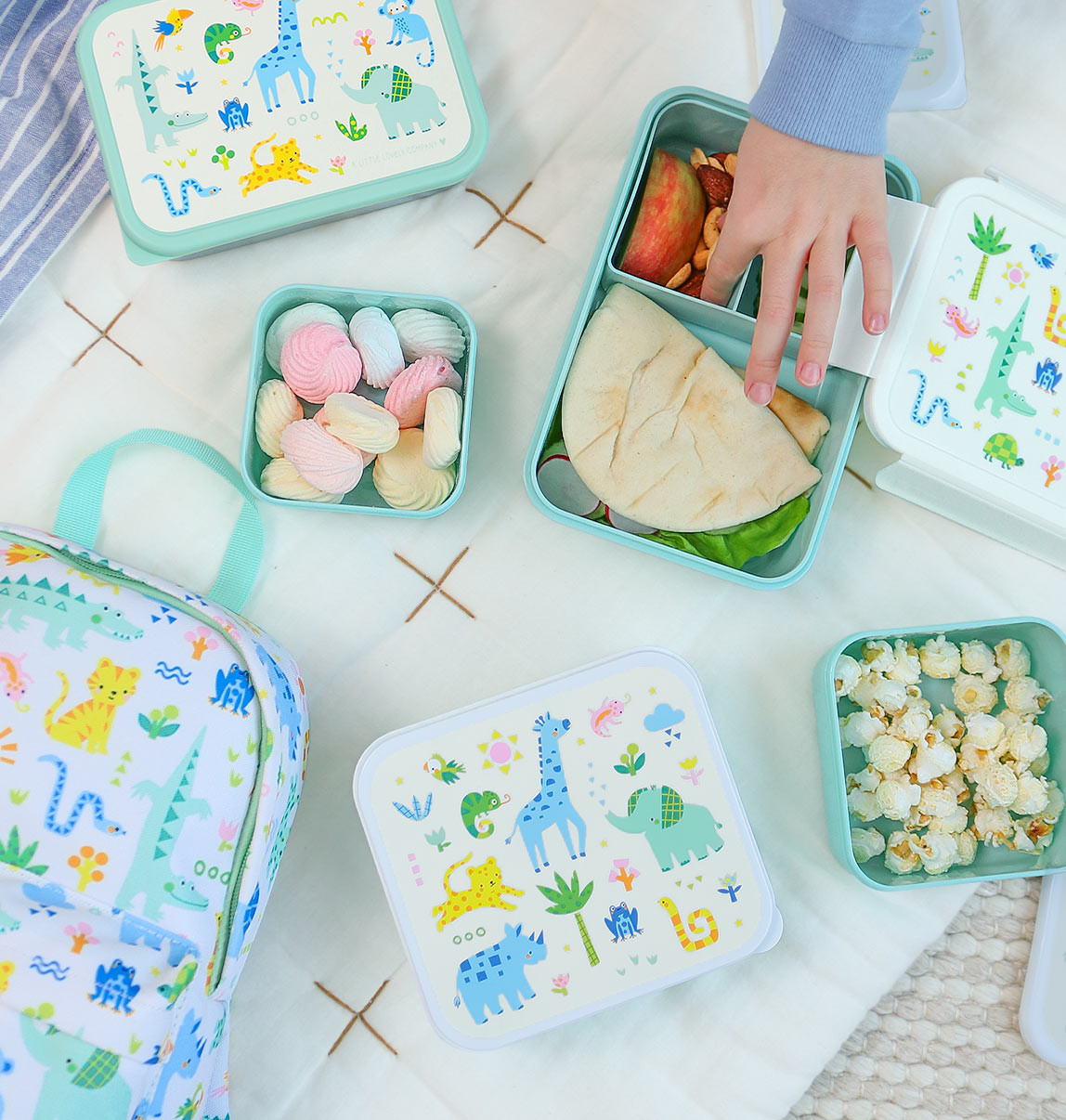 Lot de 4 boîtes repas et goûter - Jungle – vue 2 – A Little Lovely Company