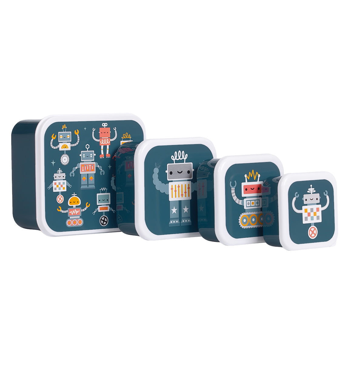 Lot de 4 boîtes repas et goûter - Robots – vue 4 – A Little Lovely Company