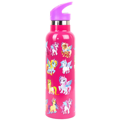 Gourde en acier inoxydable avec paille 600ml – magique licorne